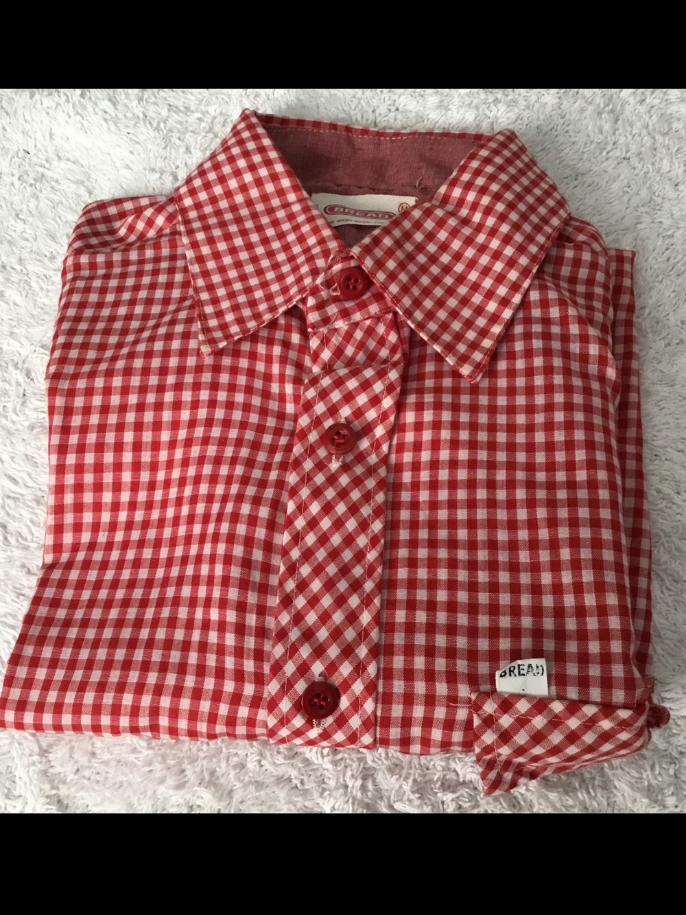 Vintage 70s BREAD Gingham Picnic Button Up Shirt M